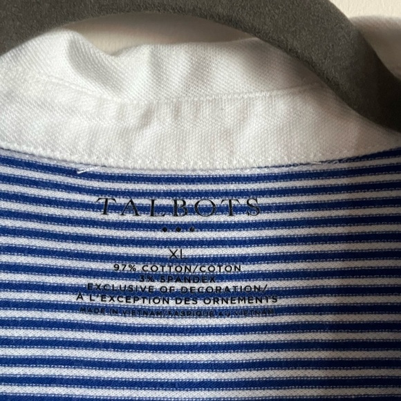 Talbots Nautical Stripped Blue & White Whale Embroidered Shirt Cotton Size XL - Picture 6 of 8